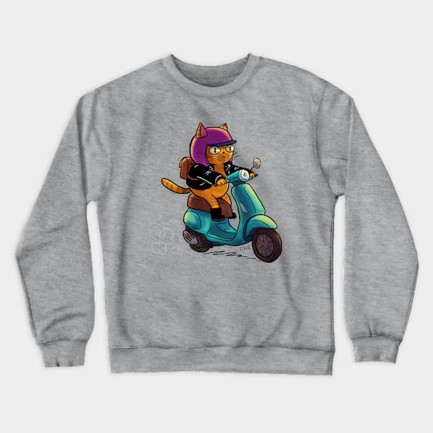 Biker Cat Crewneck Sweatshirt by samanta flôor